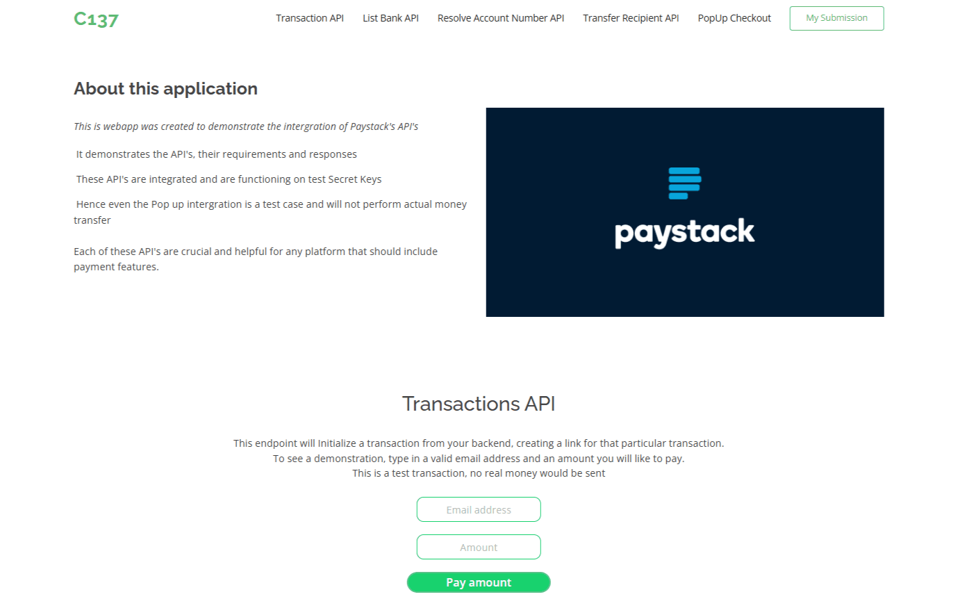 Paystack Demo App